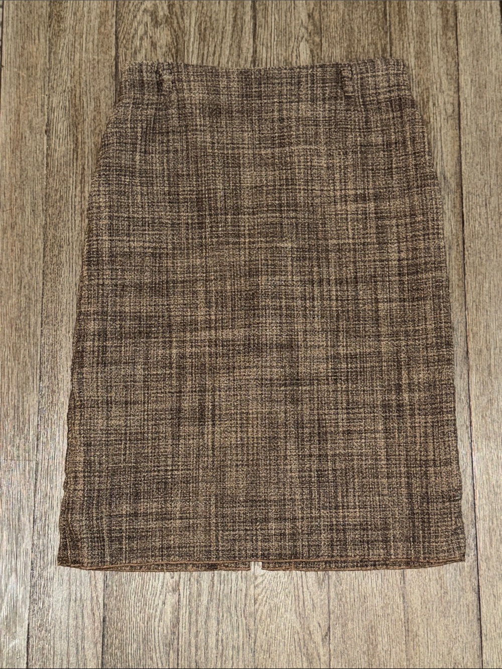 Sofie D'Hoore Brown Textured Tweed Wool Blend Pencil Skirt